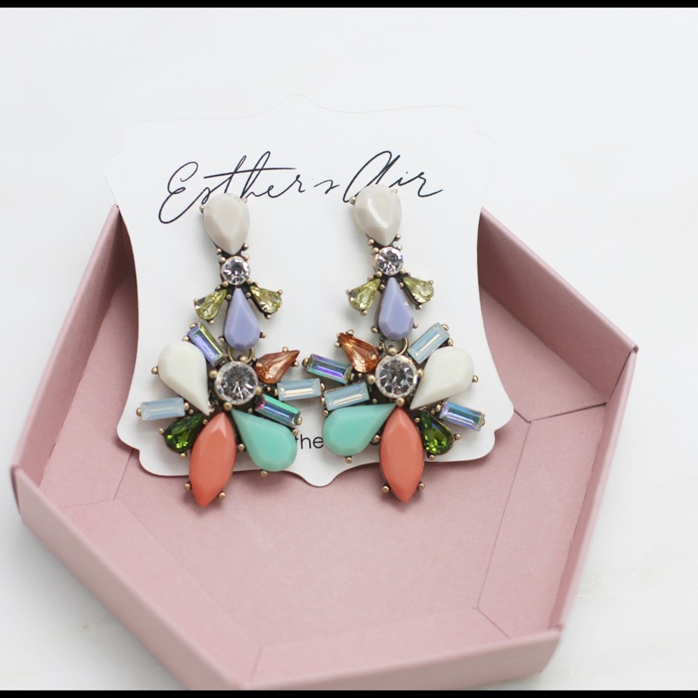 Multi color rhinestone Statement Earrings